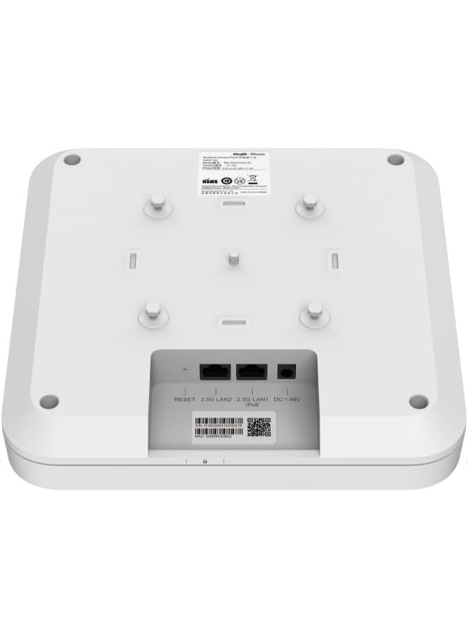 Ruijie نقطة وصول السقف عالية الكثافة RG-RAP2260(H) من Reyee Wi-Fi 6 AX6000، 802.11ax (Wi-Fi 6)، 5.95Gbps، 2x 100M/1000/2500 Base-T Ports، 4x4 MIMO (2.4 GHz & 5 GHz)، 512/130 عملاء موصى بهم، هوائي متعدد الاتجاهات مدمج، PoE++ (48V/1A)، درجة حرارة التشغيل: 0°C~40°C، معتمد من CE و RoHS - Image 5